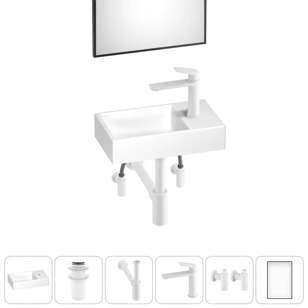 Фото Раковина Wellsee wc area 202011872 45см цвет матовый белый (комплектующие)