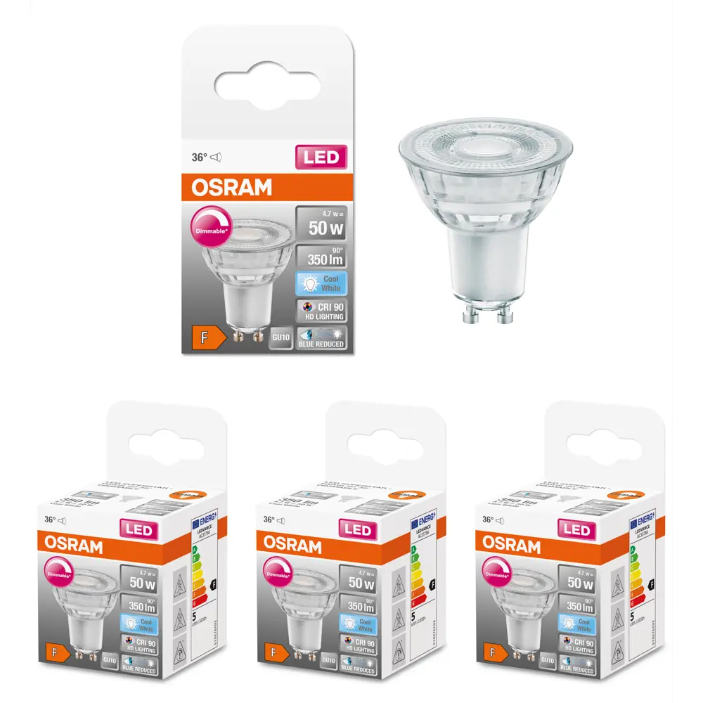 Фото Набор ламп светодиодных Osram 4058075613102-3 GU10 220-240 В 4.7 Вт спот 350 Лм нейтральный белый свет 3 шт Фото Набор ламп светодиодных Osram 4058075613102-3 GU10 220-240 В 4.7 Вт спот 350 Лм нейтральный белый свет 3 шт