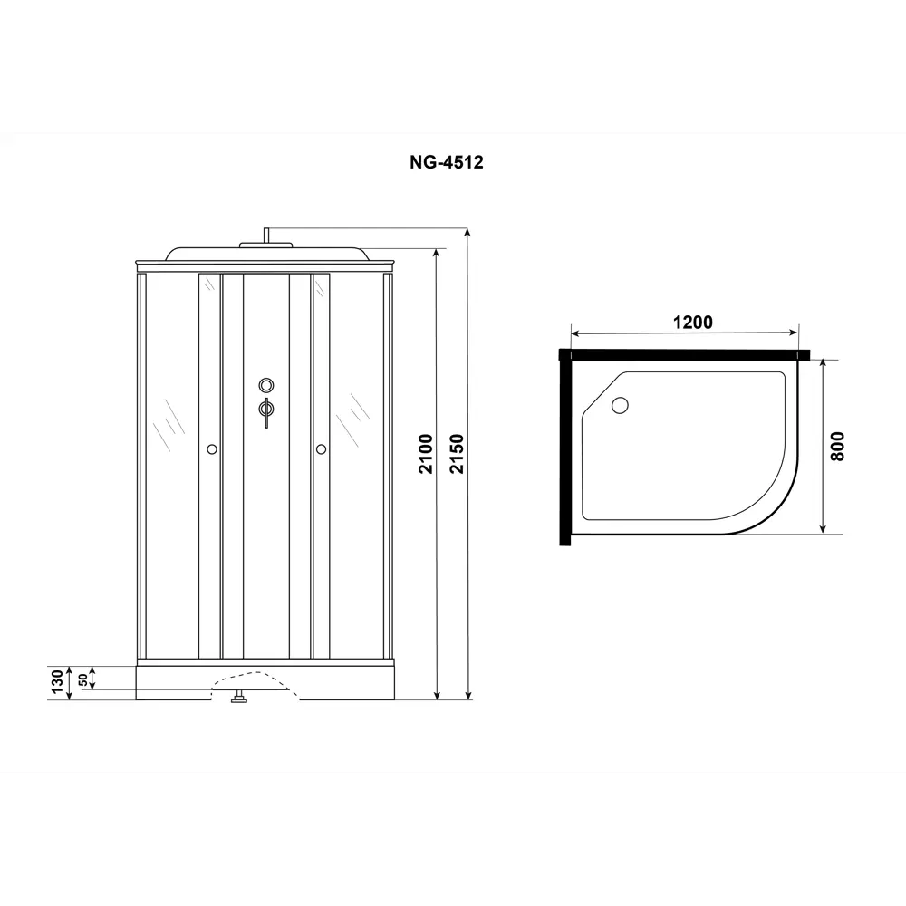 Фото 4 Душевая кабина Niagara Eco E120/80/13L/TN 120x80x215 ассиметричный 26 см Фото 4 Душевая кабина Niagara Eco E120/80/13L/TN 120x80x215 ассиметричный 26 см
