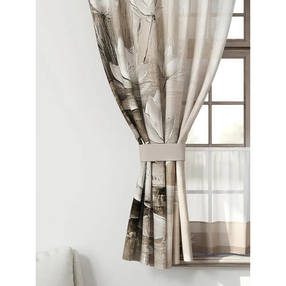 Фото 4 Комплект штор Comfy way CW705144-160 на шторной ленте 160x150 см цвет бежевый, светло-бежевый Фото 4 Комплект штор Comfy way CW705144-160 на шторной ленте 160x150 см цвет бежевый, светло-бежевый