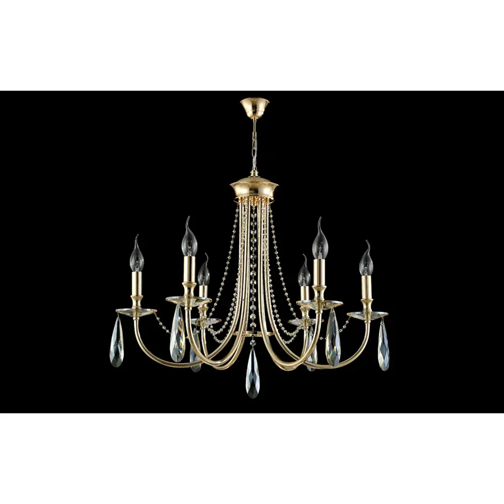 Фото 2 Люстра подвесная Crystal Lux 306_3340 6 ламп 12 м² цвет золото Фото 2 Люстра подвесная Crystal Lux 306_3340 6 ламп 12 м² цвет золото