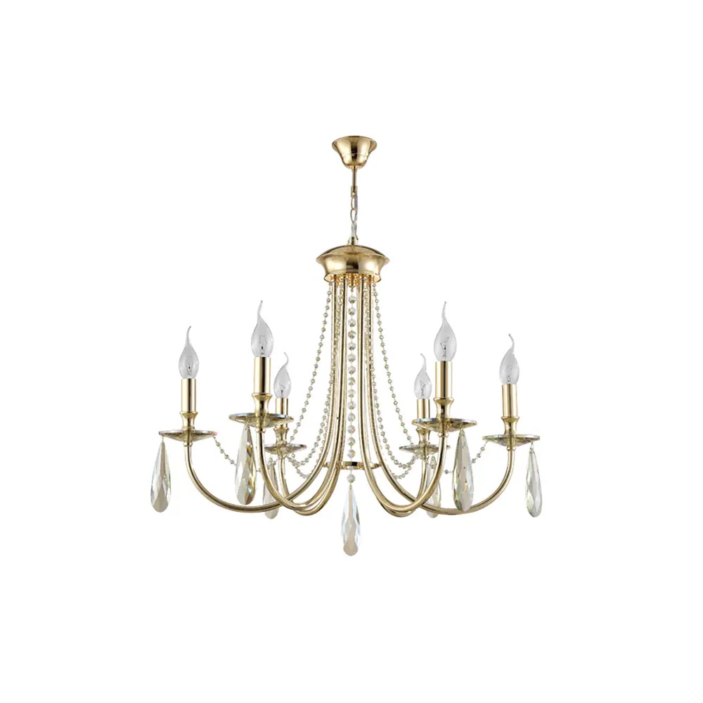 Фото Люстра подвесная Crystal Lux 306_3340 6 ламп 12 м² цвет золото Фото Люстра подвесная Crystal Lux 306_3340 6 ламп 12 м² цвет золото