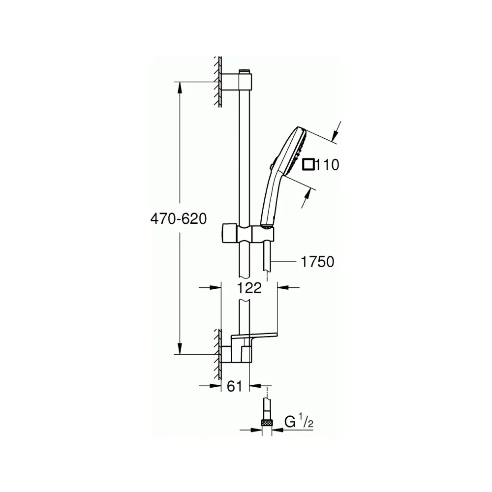 Фото 2 Душевой гарнитур GROHE Tempesta Cube 26907003 60см цвет хром Фото 2 Душевой гарнитур GROHE Tempesta Cube 26907003 60см цвет хром