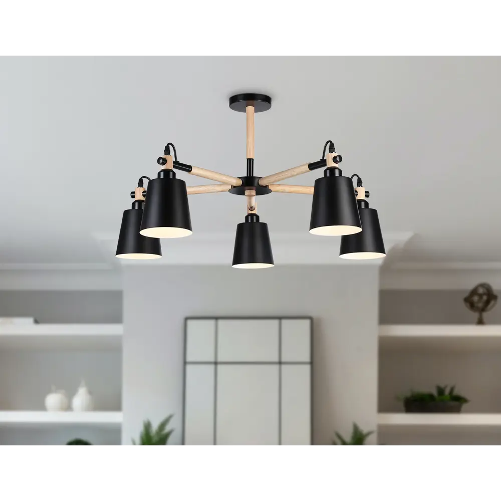 Фото 6 Люстра на штанге Ambrella Light Traditional Ambr_tr82211 5 ламп 7.86 м² цвет светлое дерево/черный Фото 6 Люстра на штанге Ambrella Light Traditional Ambr_tr82211 5 ламп 7.86 м² цвет светлое дерево/черный