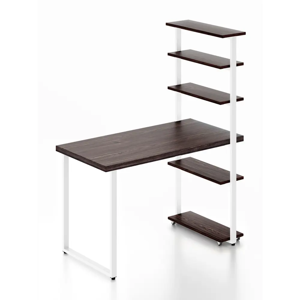 Фото Стол Solarius loft 5 полок столешница 40 мм 60x145x120 см белые металлические ножки сосна цвет венге Фото Стол Solarius loft 5 полок столешница 40 мм 60x145x120 см белые металлические ножки сосна цвет венге