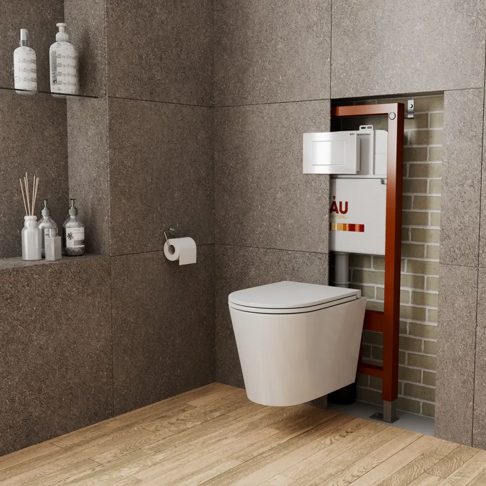 Фото 6 Унитаз подвесной Bauedge BK0001-HQ2 безободковый с сиденьем микролифт Фото 6 Унитаз подвесной Bauedge BK0001-HQ2 безободковый с сиденьем микролифт