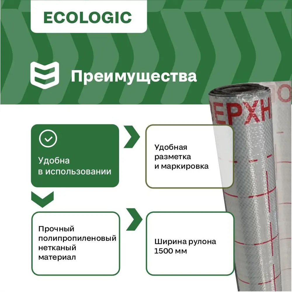Фото 5 Гидропароизоляционная мембрана повышенной прочности Izoway D ECO 55г/м² 30м²