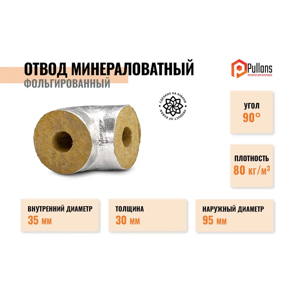 Фото Изоляционные отводы Pullwool ⌀35мм 30мм 0.17м минеральная вата Фото Изоляционные отводы Pullwool ⌀35мм 30мм 0.17м минеральная вата