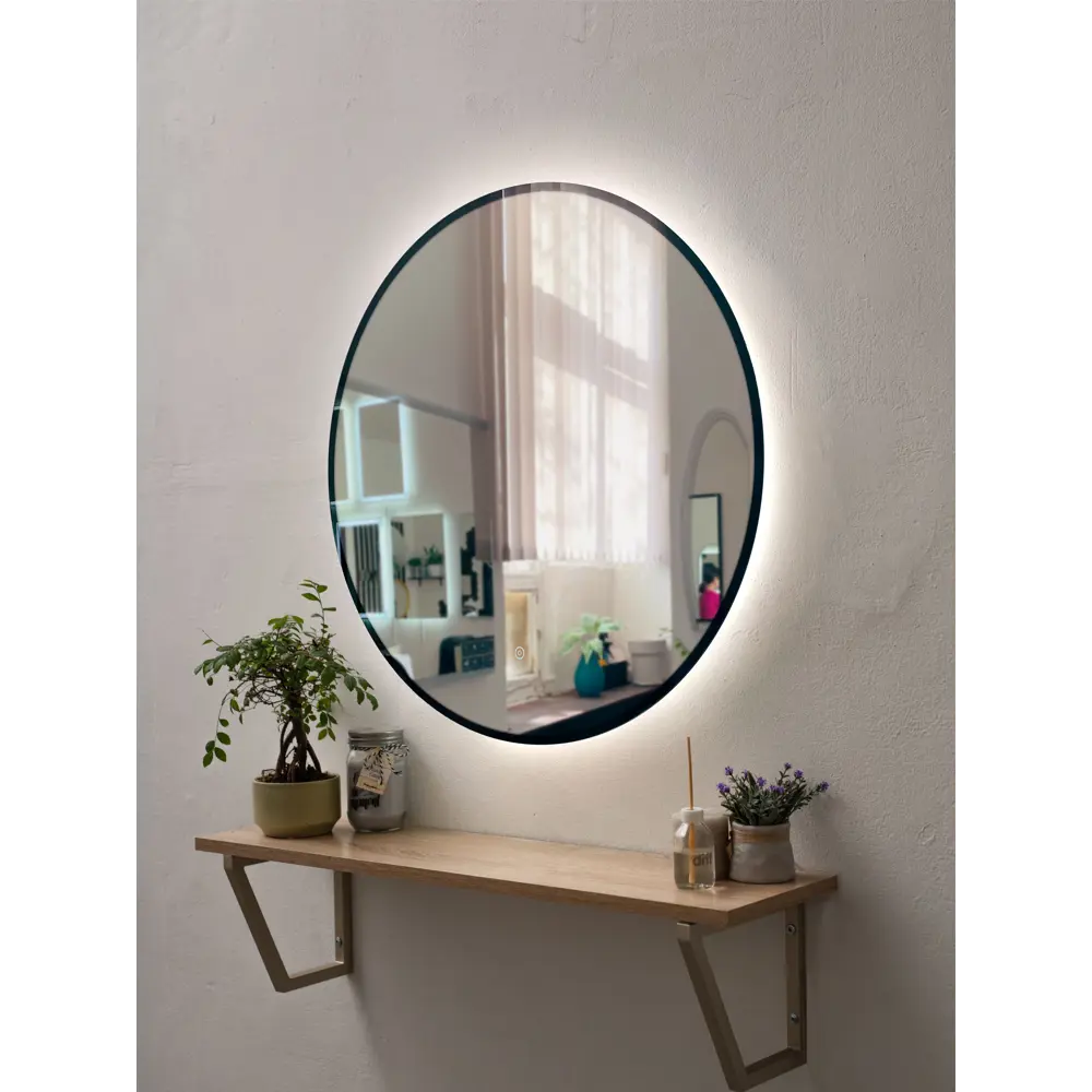 Фото 3 Зеркало для ванной Alfa mirrors Natali ram black 50 Na-5d-ram черный с подсветкой 50x50см Фото 3 Зеркало для ванной Alfa mirrors Natali ram black 50 Na-5d-ram черный с подсветкой 50x50см