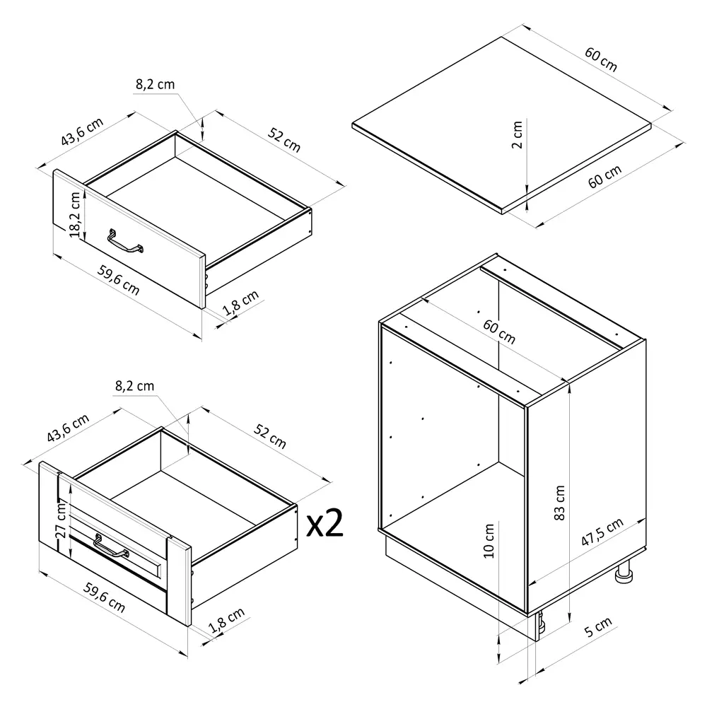 Фото 3 Напольный шкаф Венесуэла Dipriz 3 ящика со столешницей 60x85x60 см дерево цвет белый Фото 3 Напольный шкаф Венесуэла Dipriz 3 ящика со столешницей 60x85x60 см дерево цвет белый