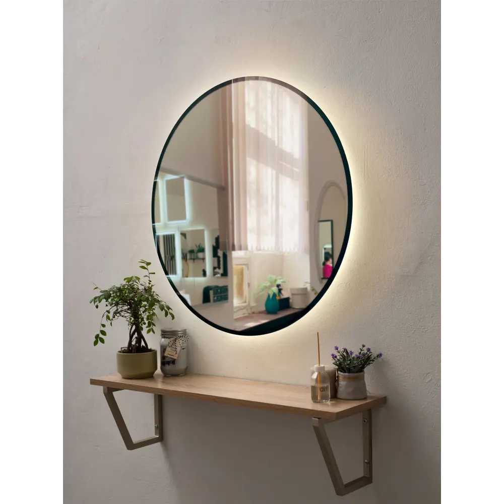 Фото 3 Зеркало для ванной Alfa mirrors Natali ram black 50 Na-5AVzt-ram черный с подсветкой 50x50см Фото 3 Зеркало для ванной Alfa mirrors Natali ram black 50 Na-5AVzt-ram черный с подсветкой 50x50см