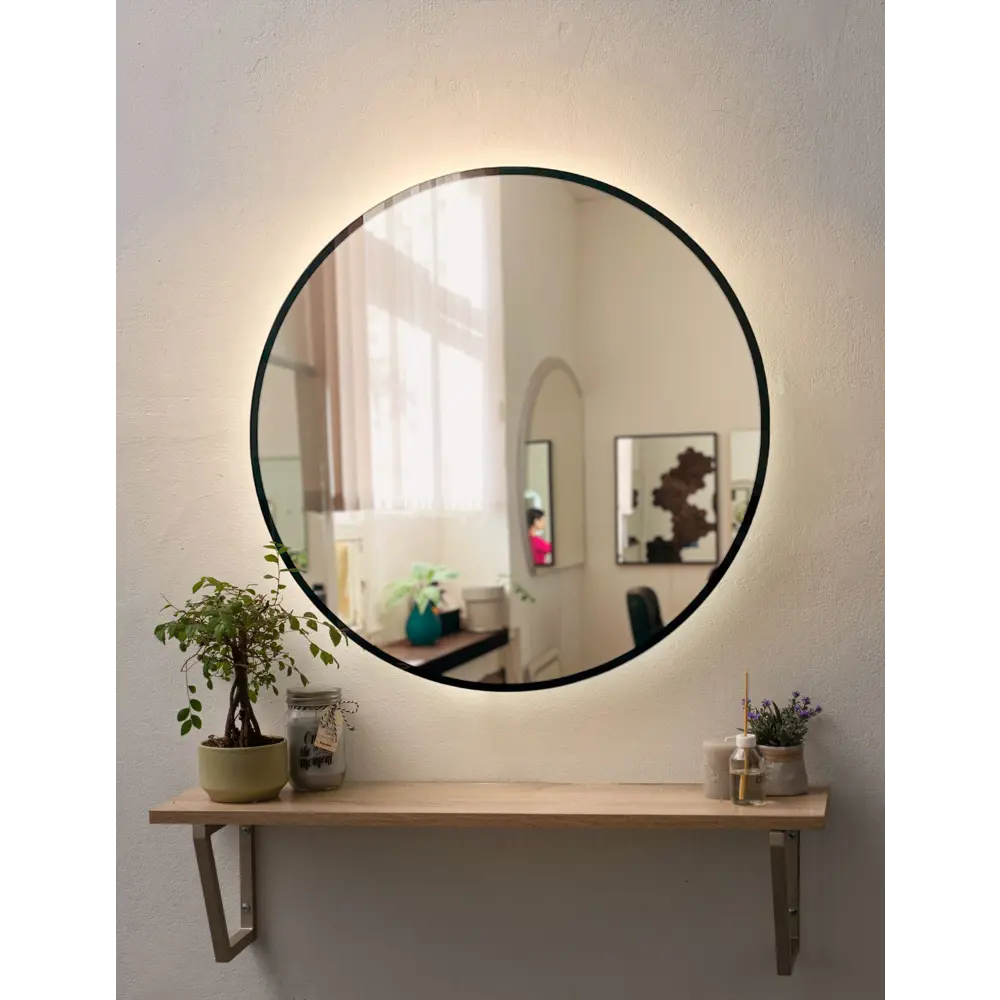 Фото Зеркало для ванной Alfa mirrors Natali ram black 50 Na-5AVzt-ram черный с подсветкой 50x50см Фото Зеркало для ванной Alfa mirrors Natali ram black 50 Na-5AVzt-ram черный с подсветкой 50x50см