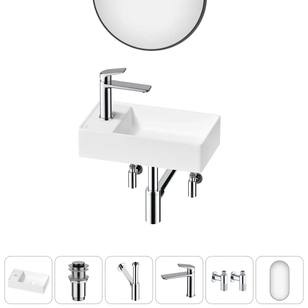 Фото Раковина мини Wellsee WC Area 41см комплект 6 в 1 20218135R