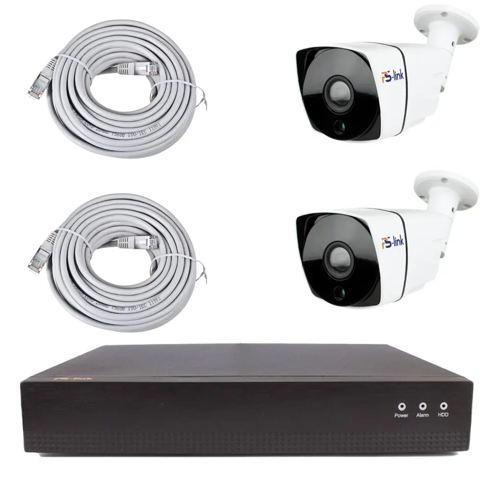 Фото Комплект для видеонаблюдения IP PS-link 2Мп 2 камеры для улицы с POE питанием цвет белый Фото Комплект для видеонаблюдения IP PS-link 2Мп 2 камеры для улицы с POE питанием цвет белый