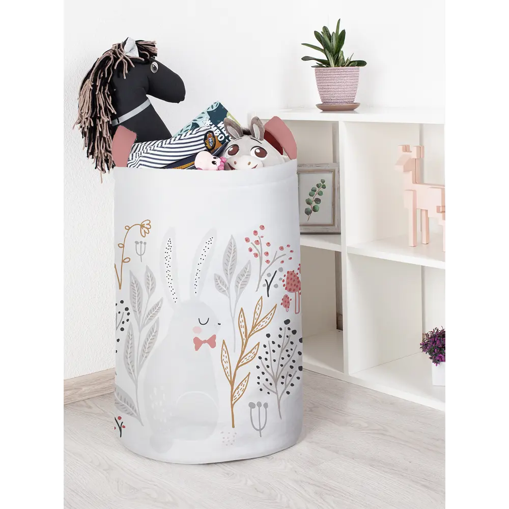 Фото Корзина для хранения Joyarty Зайчик в цветах 40x60x40 см войлок цвет белый/серый/коричневый