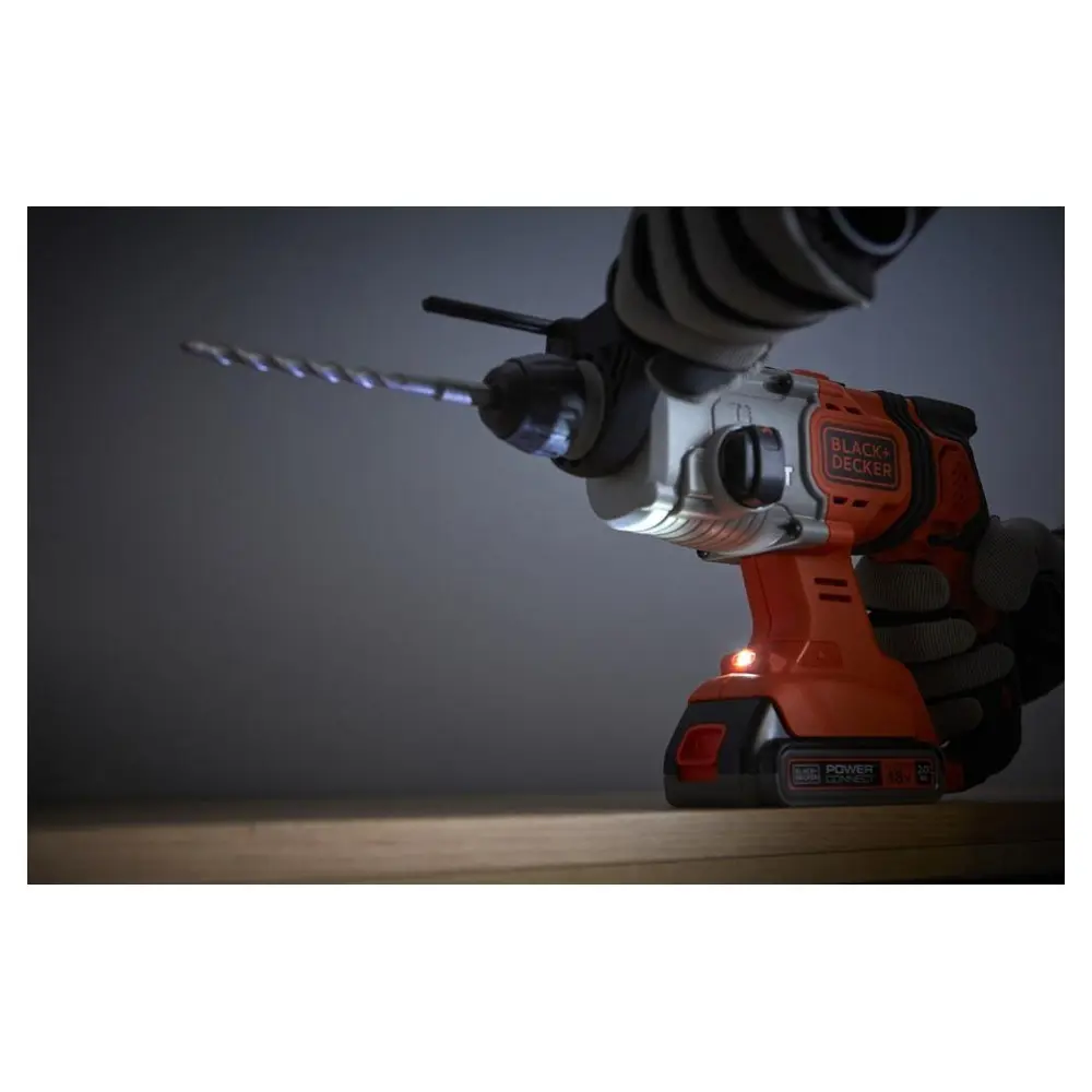 Фото 3 Перфоратор аккумуляторный SDS-plus Black&Decker BCD900D1S-QW, 18 В Li 1x2 Ач, 1.2 Дж Фото 3 Перфоратор аккумуляторный SDS-plus Black&Decker BCD900D1S-QW, 18 В Li 1x2 Ач, 1.2 Дж