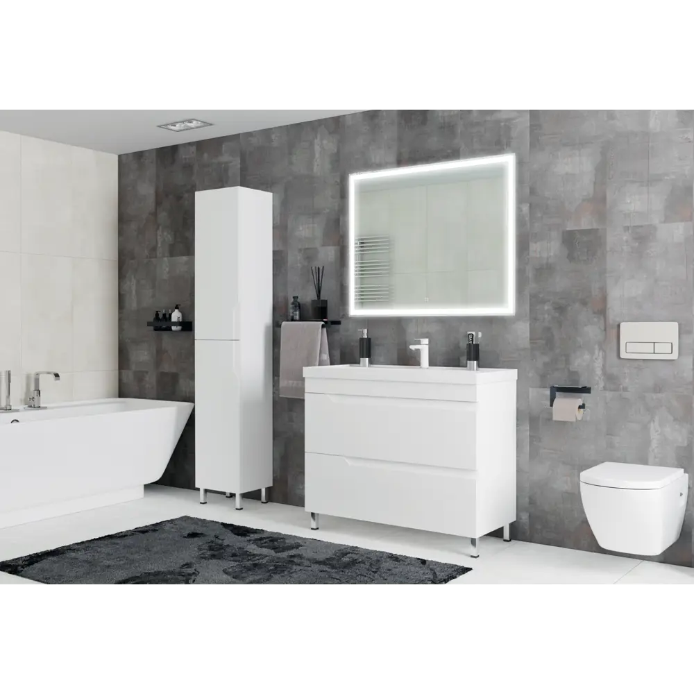 Фото 2 Тумба под раковину подвесная Corozo SD-00001634 98.8см цвет белый