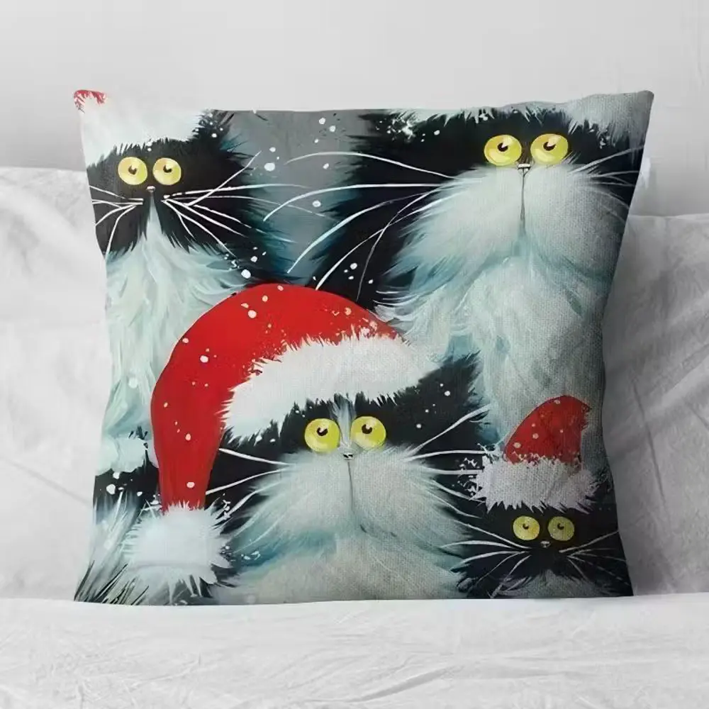Фото Наволочка декоративная Zaberite Коты семейка в Новогоднюю ночь 4525Н, 40x40 см Фото Наволочка декоративная Zaberite Коты семейка в Новогоднюю ночь 4525Н, 40x40 см