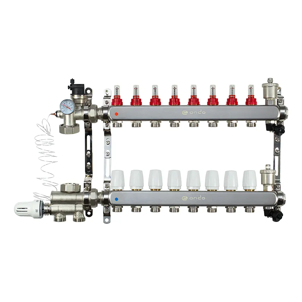 Фото Коллекторная группа с расходомерами Ondo OKG08RNSU 1"x3/4" евроконус 8 выходов нержавеющая сталь Фото Коллекторная группа с расходомерами Ondo OKG08RNSU 1"x3/4" евроконус 8 выходов нержавеющая сталь