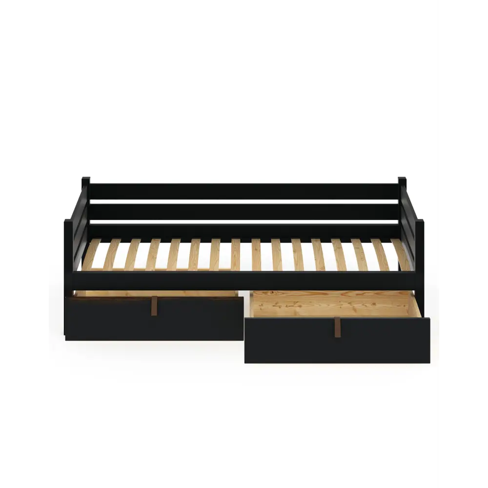 Фото 2 Тахта односпальная Solarius орто основание с 2 выкатными ящиками 90x63x180 см сосна цвет антрацит Фото 2 Тахта односпальная Solarius орто основание с 2 выкатными ящиками 90x63x180 см сосна цвет антрацит