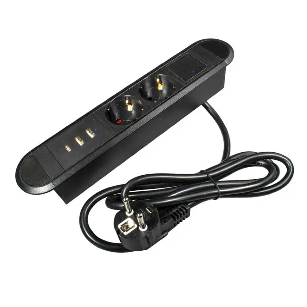 Фото Розетка двойная встраиваемая Gls Optima D20610 с заземлением 3USB цвет черный Фото Розетка двойная встраиваемая Gls Optima D20610 с заземлением 3USB цвет черный