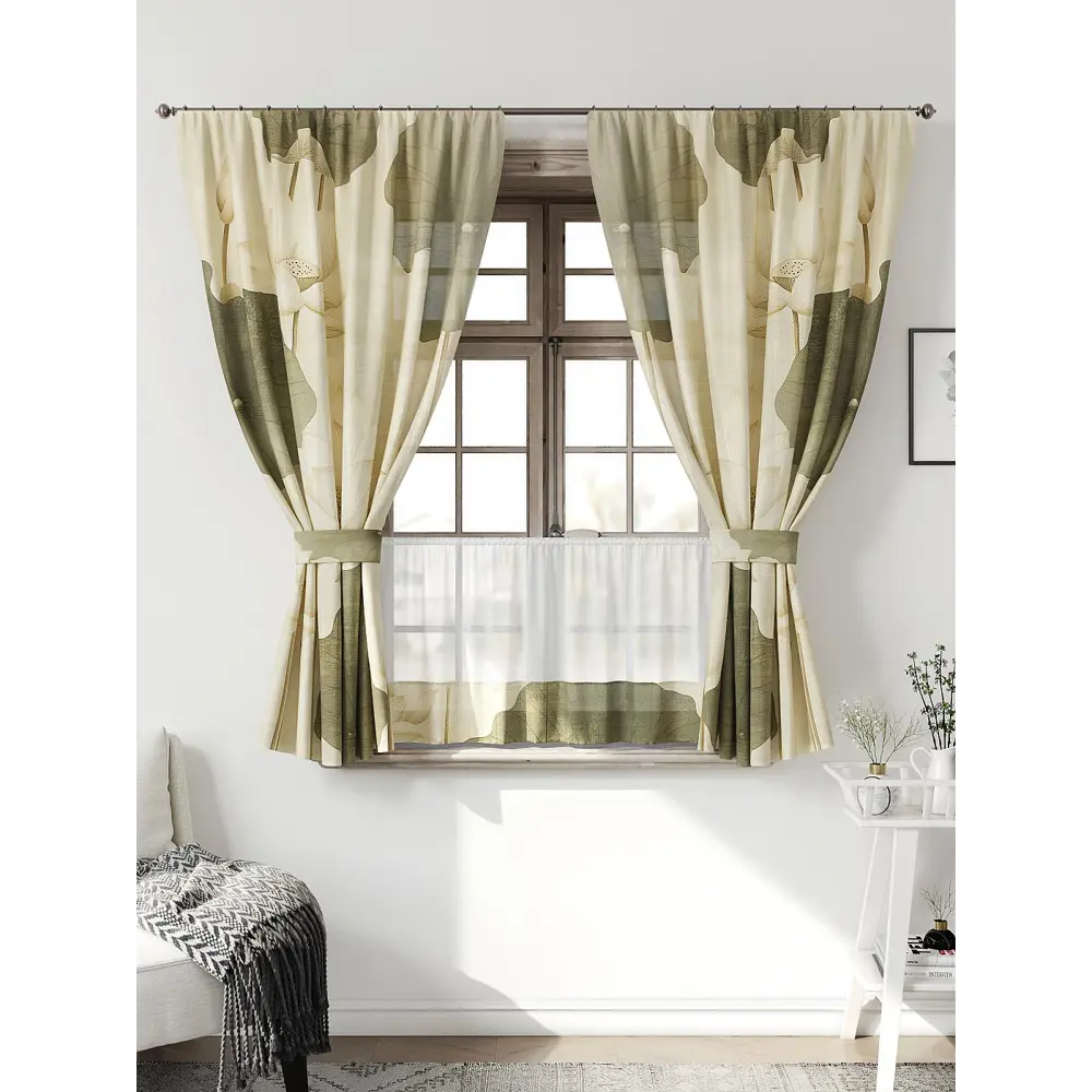 Фото Комплект штор Comfy way Иномик - 68 CW705068-160 на шторной ленте 160x150 см цвет зеленый Фото Комплект штор Comfy way Иномик - 68 CW705068-160 на шторной ленте 160x150 см цвет зеленый