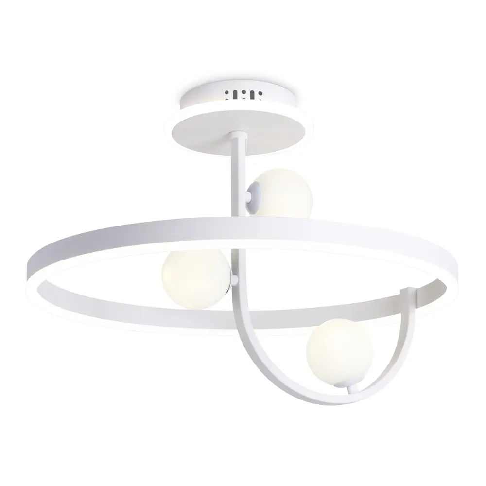 Фото Люстра потолочная светодиодная Ambrella Light Comfort с пультом 9.1 м² регулируемый белый свет цвет белый/белый