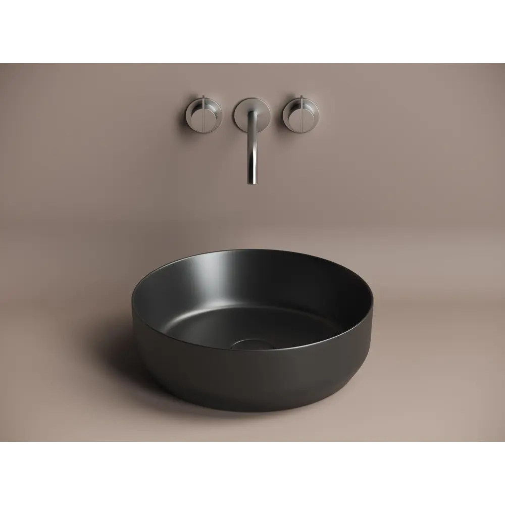 Фото 3 Накладная раковина CERAMICANOVA Element CN6022MB 39x39 чёрный матовый круглая Фото 3 Накладная раковина CERAMICANOVA Element CN6022MB 39x39 чёрный матовый круглая