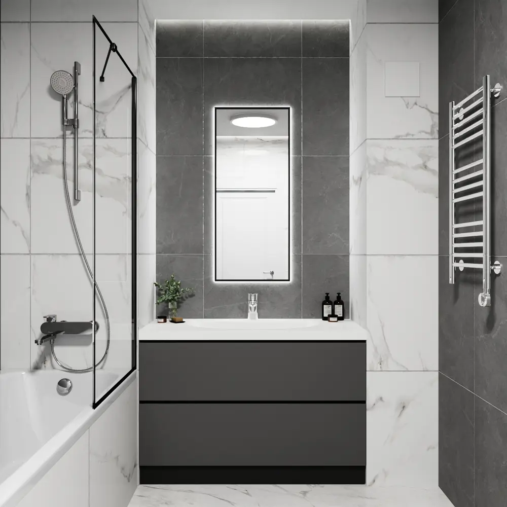 Фото 3 Зеркало со встроенной подсветкой One mirror 11040чсх 40x110 см Фото 3 Зеркало со встроенной подсветкой One mirror 11040чсх 40x110 см