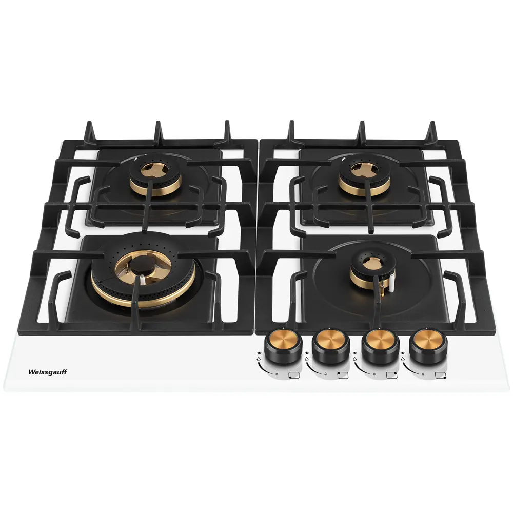 Фото 2 Газовая варочная панель Weissgauff HGG 6445 WH Volcano Burner 60 см 4 конфорки цвет белый Фото 2 Газовая варочная панель Weissgauff HGG 6445 WH Volcano Burner 60 см 4 конфорки цвет белый