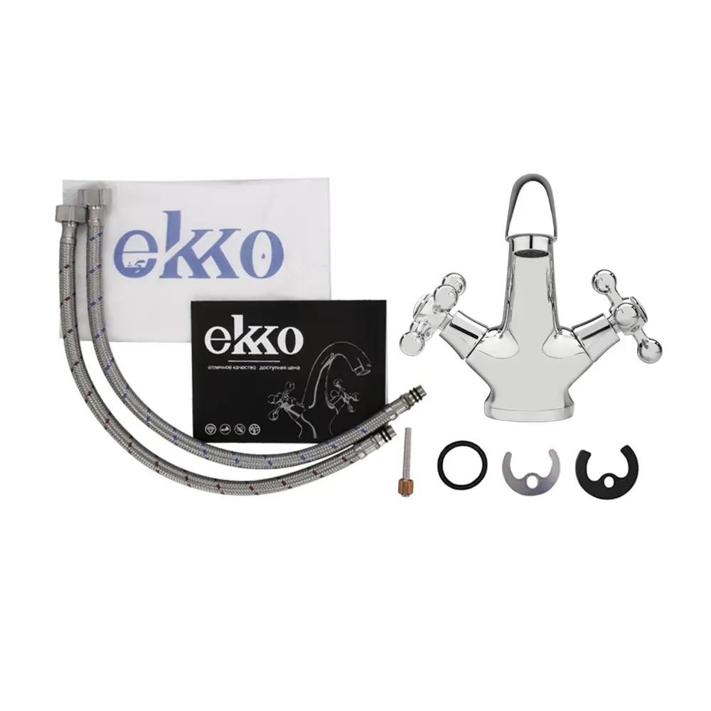 Фото 9 Смеситель для раковины Ekko E10019 двухвентильный цвет хром Фото 9 Смеситель для раковины Ekko E10019 двухвентильный цвет хром