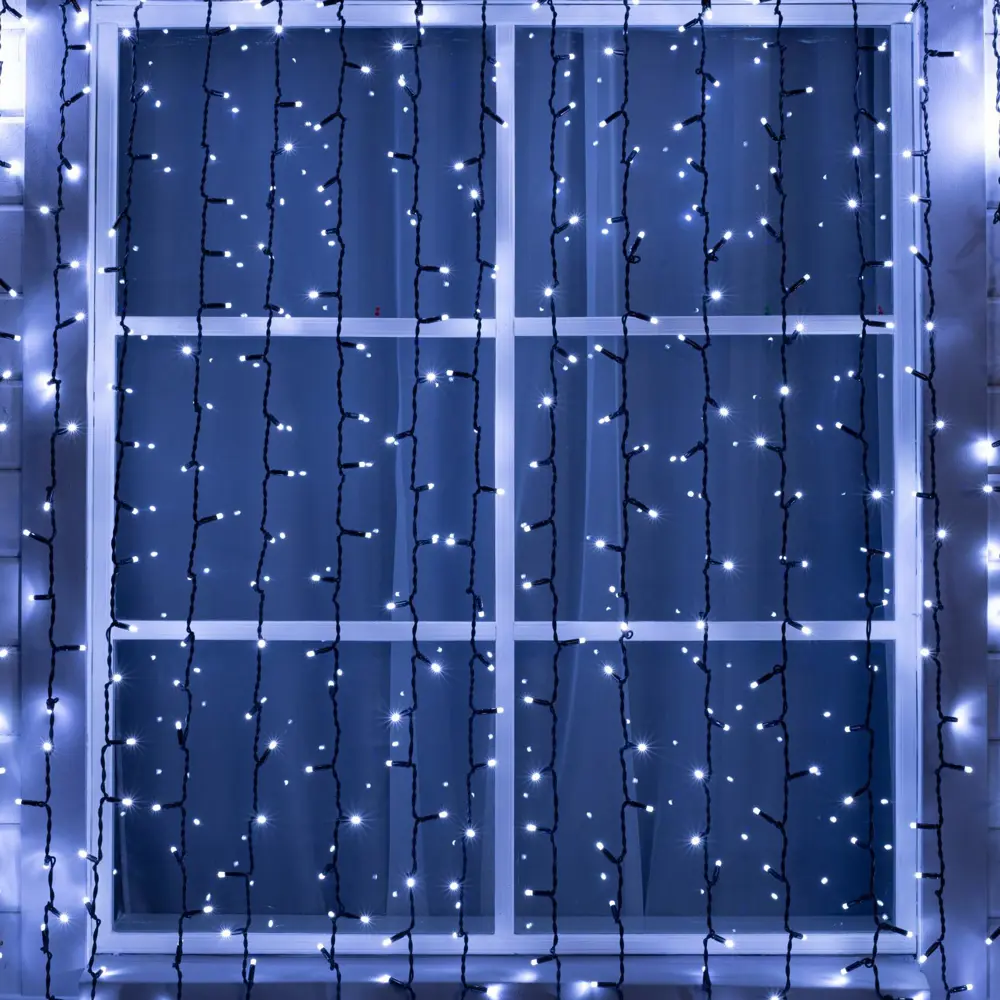 Фото Электрогирлянда универсальная Luazon lighting 3584288 занавес 2x2 м 1800 ламп холодный белый 1 режим работы Фото Электрогирлянда универсальная Luazon lighting 3584288 занавес 2x2 м 1800 ламп холодный белый 1 режим работы