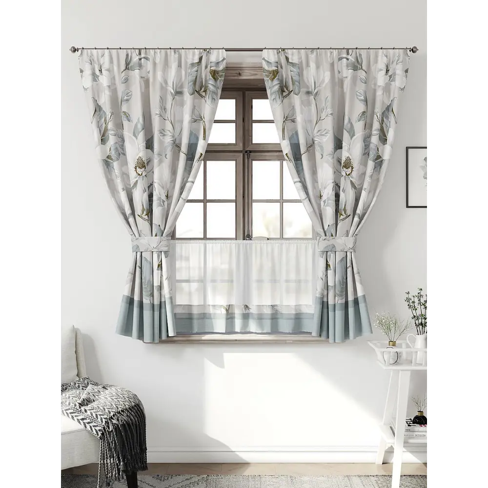 Фото Комплект штор Comfy way CW705155-160 на шторной ленте 160x150 см цвет бежевый, светло-серый Фото Комплект штор Comfy way CW705155-160 на шторной ленте 160x150 см цвет бежевый, светло-серый