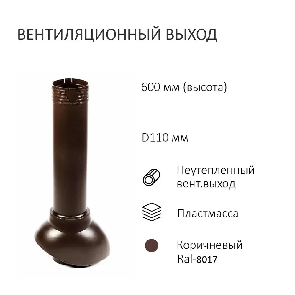 Фото 2 Турбодефлектор Polivent TD110 НСТ проходной элемент универсальный цвет коричневый Фото 2 Турбодефлектор Polivent TD110 НСТ проходной элемент универсальный цвет коричневый