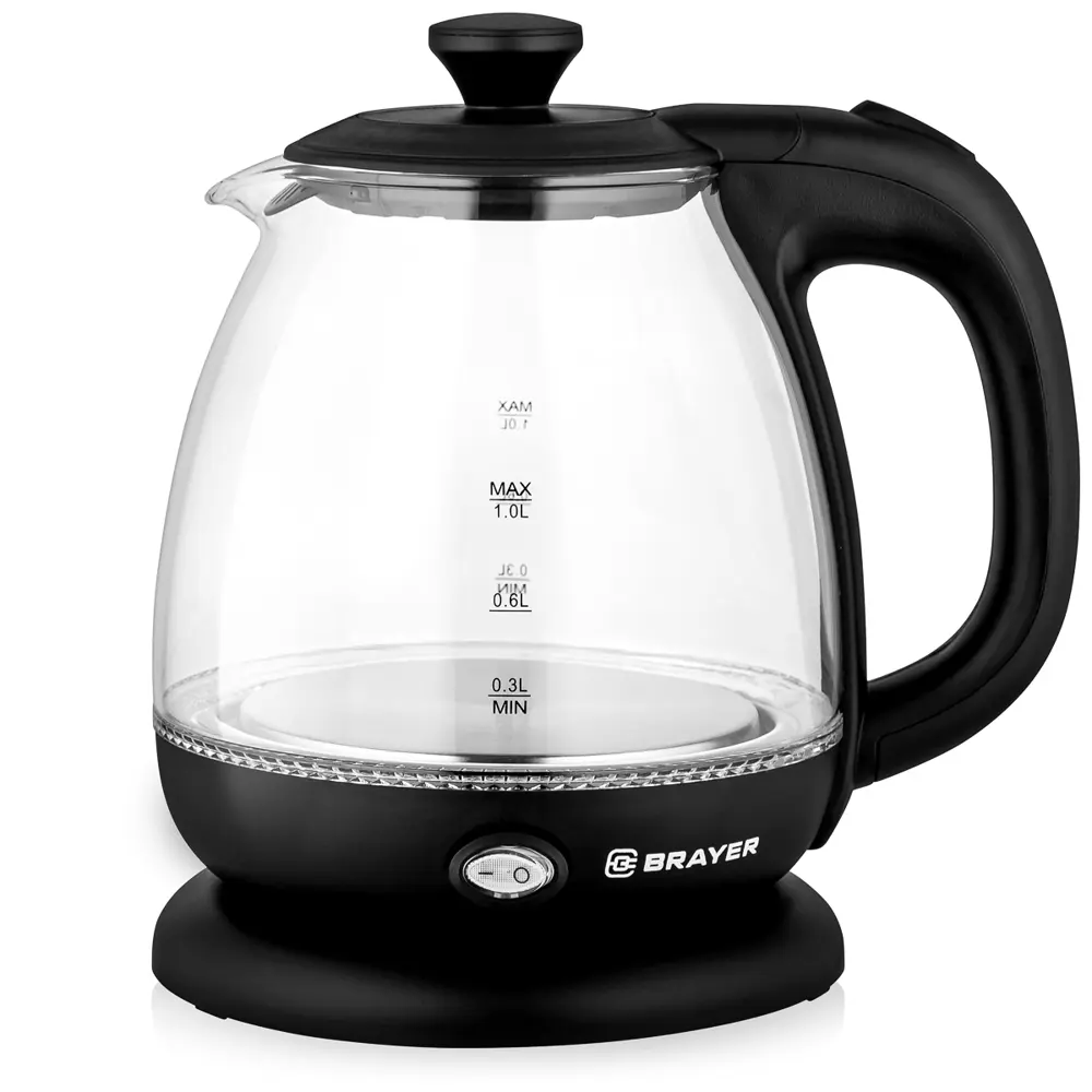 Фото 3 Электрический чайник 1 л Brayer BR6106 пластик цвет прозрачный, черный Фото 3 Электрический чайник 1 л Brayer BR6106 пластик цвет прозрачный, черный
