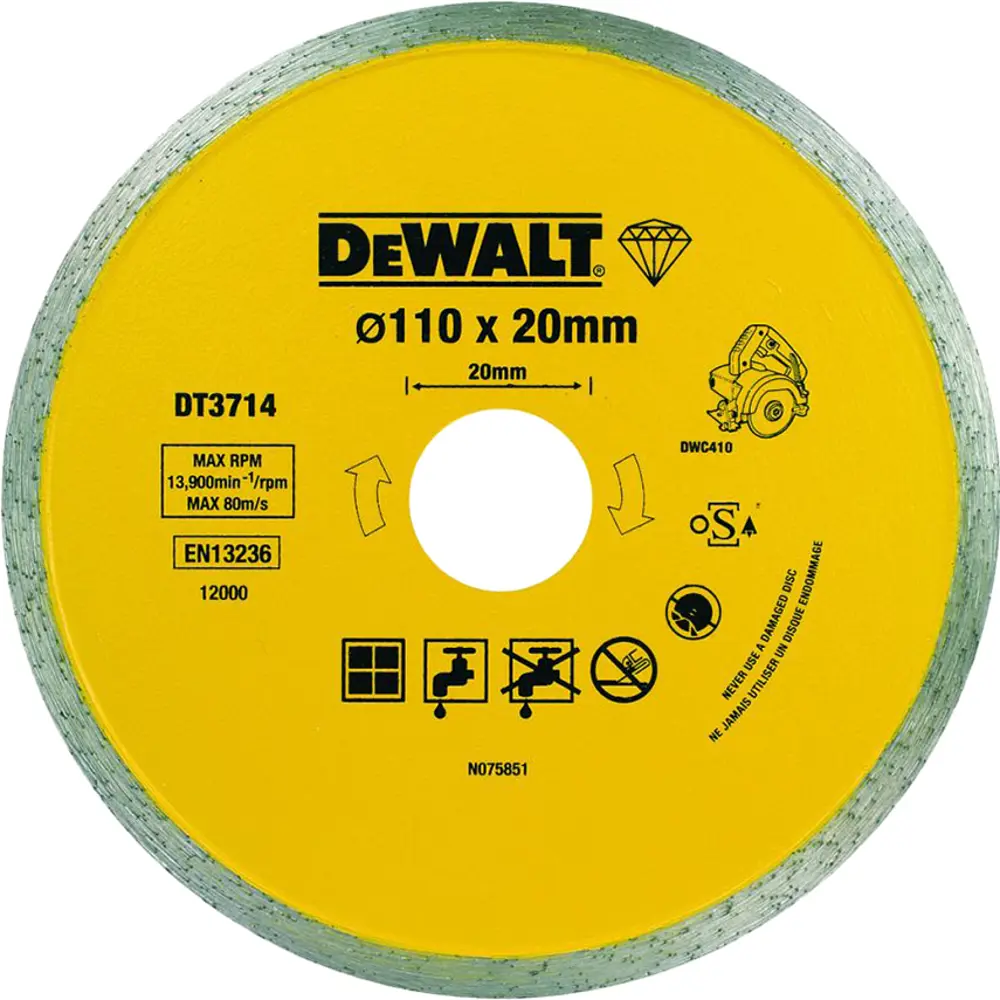 Фото Диск алмазный по керамике Dewalt DT3714-QZ сплошной 110x20x1.6 мм Фото Диск алмазный по керамике Dewalt DT3714-QZ сплошной 110x20x1.6 мм