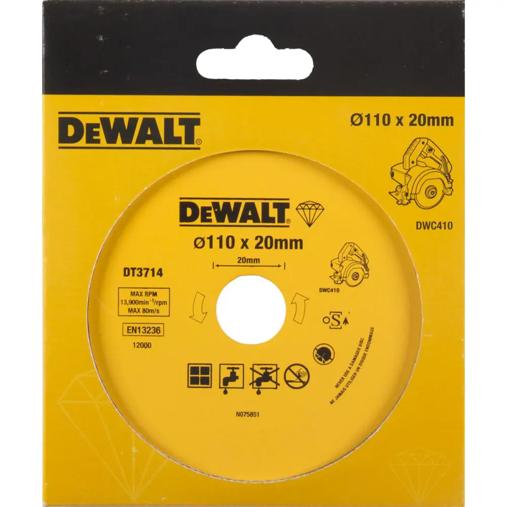 Фото 2 Диск алмазный по керамике Dewalt DT3714-QZ сплошной 110x20x1.6 мм Фото 2 Диск алмазный по керамике Dewalt DT3714-QZ сплошной 110x20x1.6 мм