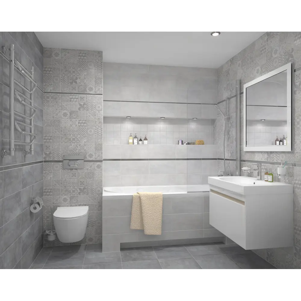 Фото 3 Настенная плитка Laparet Bastion 20x40 см 1.2 м² цвет серый, цена за упаковку Фото 3 Настенная плитка Laparet Bastion 20x40 см 1.2 м² цвет серый, цена за упаковку