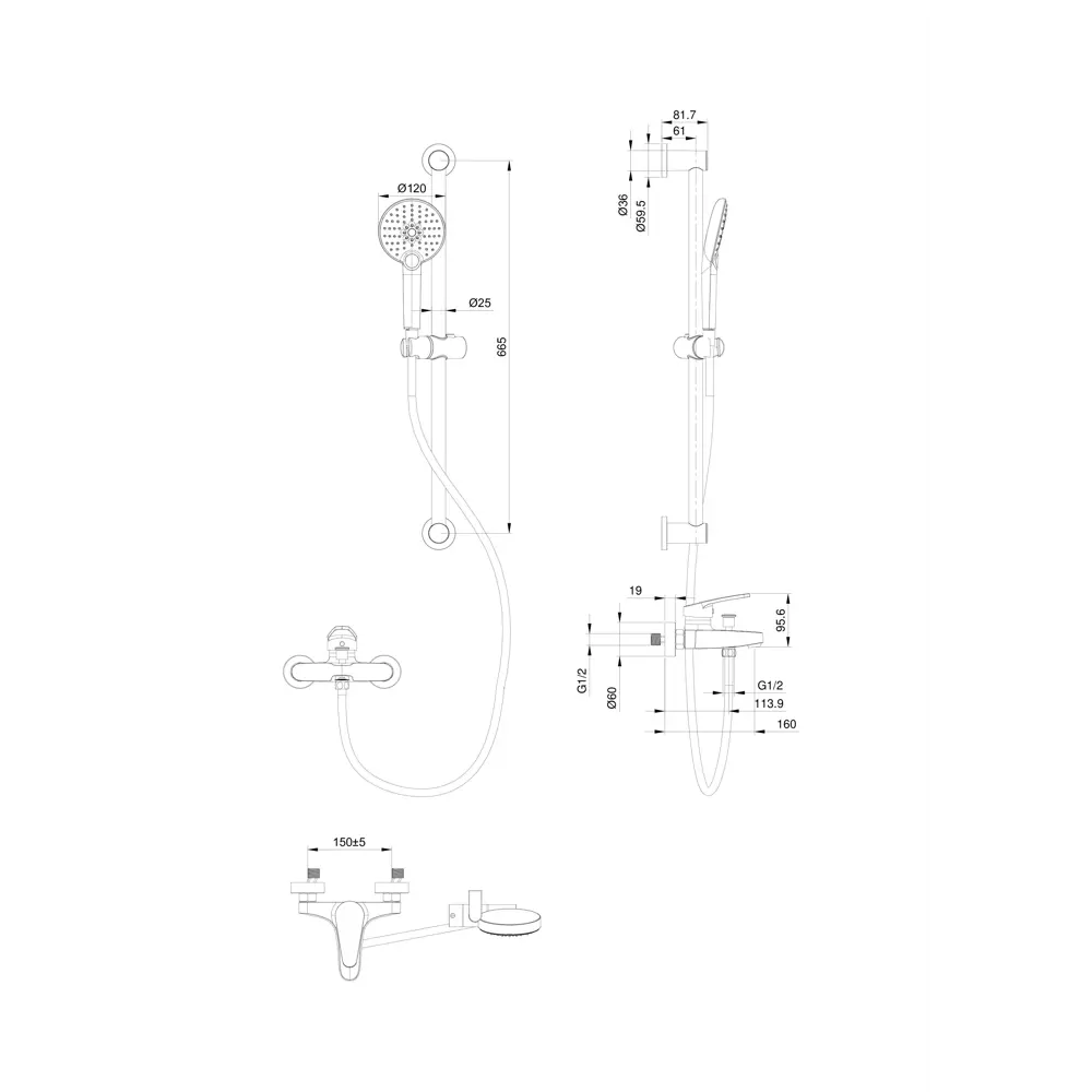 Фото 2 Смеситель для ванны Wonzon & woghand WW-C2501-MB цвет черный матовый