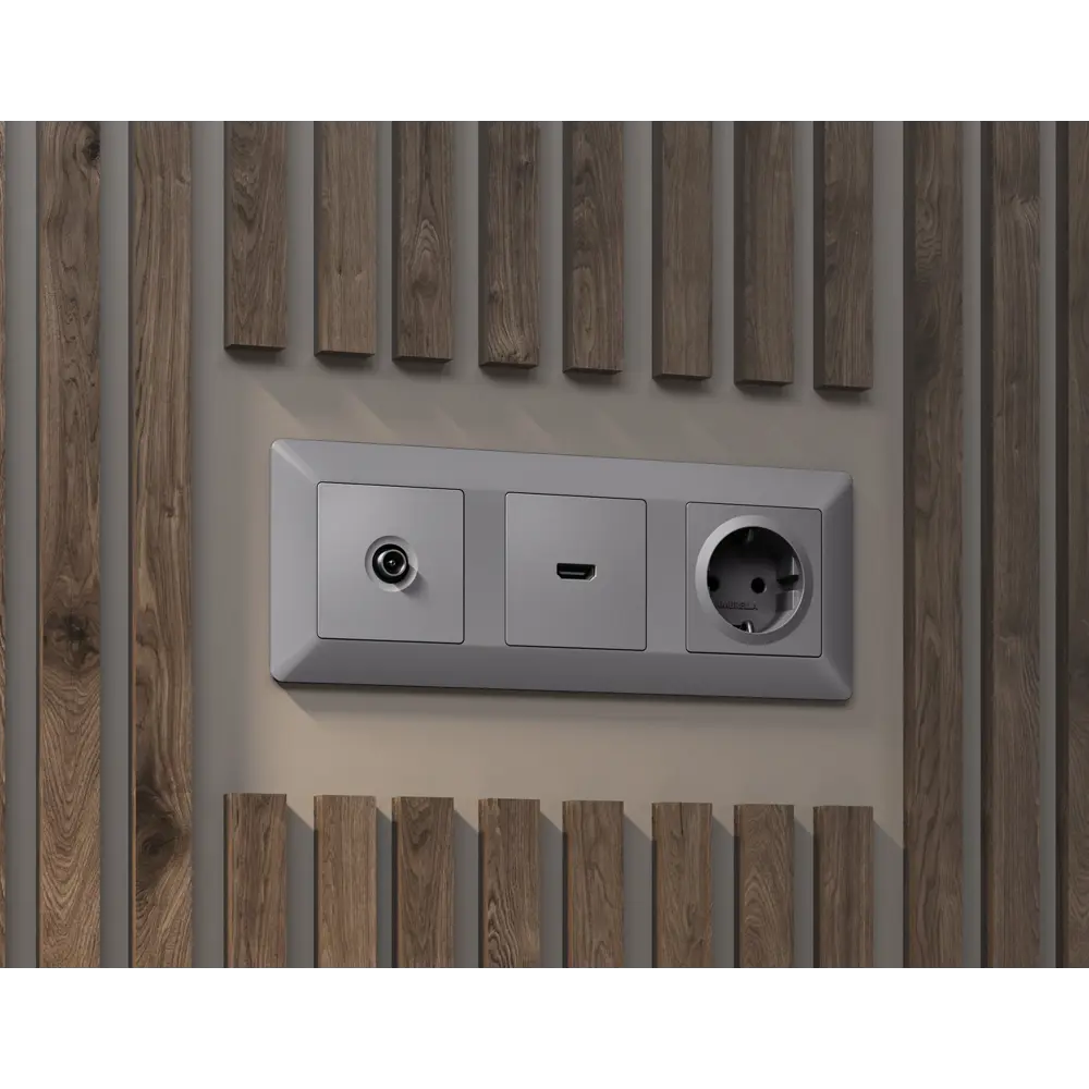 Фото 2 Накладка для HDMI розетки Ambrella volt Alfa AP5140 цвет сталь матовая Фото 2 Накладка для HDMI розетки Ambrella volt Alfa AP5140 цвет сталь матовая