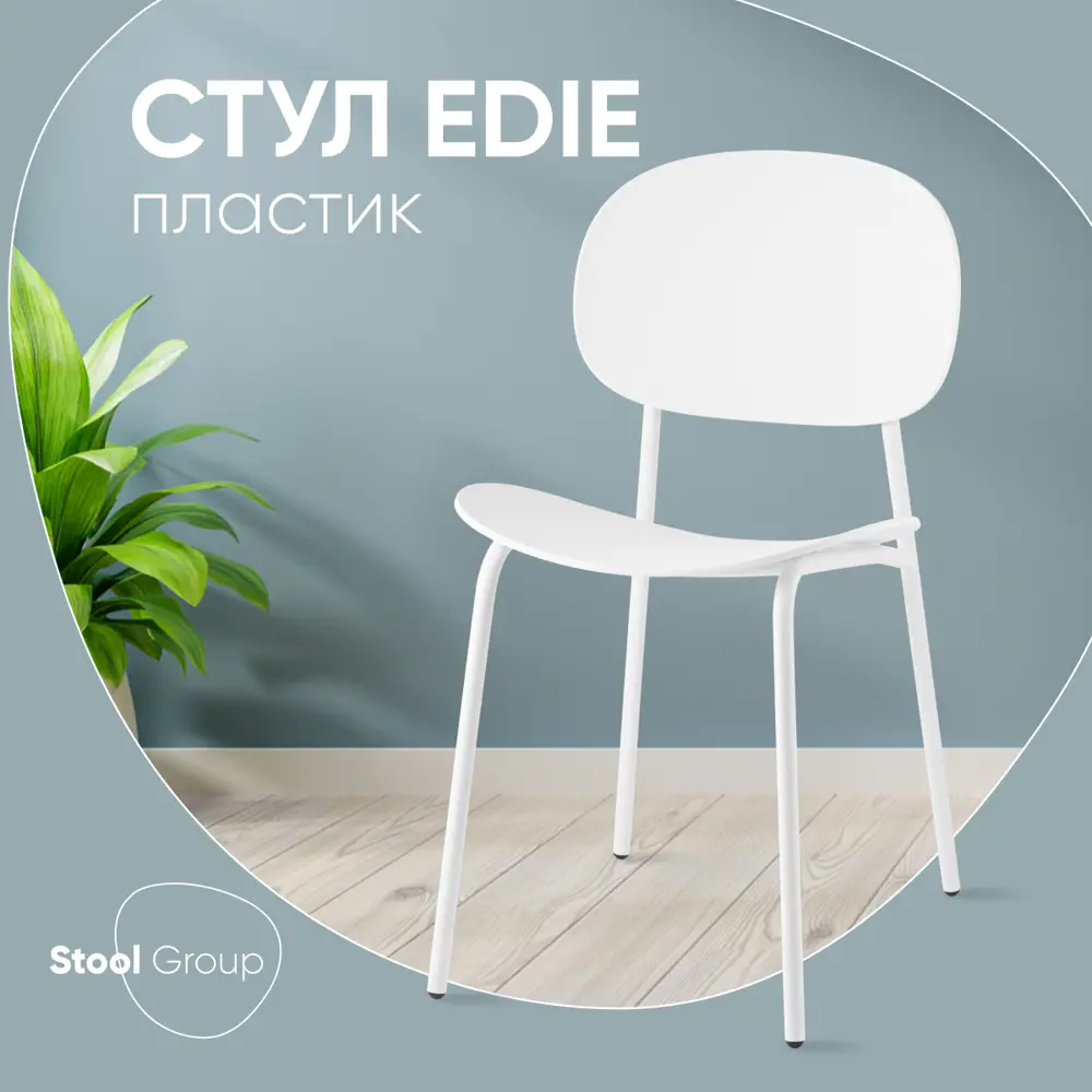 Фото Кухонный стул Стул груп Edie 45x78x53 см пластик цвет белый Фото Кухонный стул Стул груп Edie 45x78x53 см пластик цвет белый