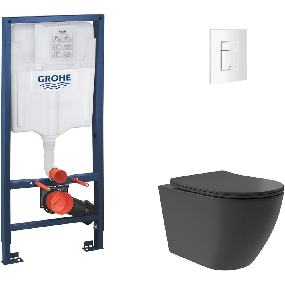 Фото 2 Инсталляция GROHE Rapid SL 3 в 1 с клавишей Skate Cosmopolitan альпин-белый (38772SH0) и унитаз Long 520*365 Vortex Soft-Close черный матов овал Фото 2 Инсталляция GROHE Rapid SL 3 в 1 с клавишей Skate Cosmopolitan альпин-белый (38772SH0) и унитаз Long 520*365 Vortex Soft-Close черный матов овал