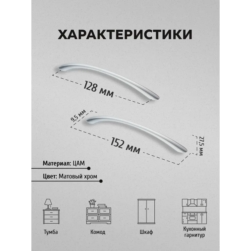Фото 2 Мебельная ручка-скоба Kerron LT-9191-128 128 мм хром 10 шт Фото 2 Мебельная ручка-скоба Kerron LT-9191-128 128 мм хром 10 шт