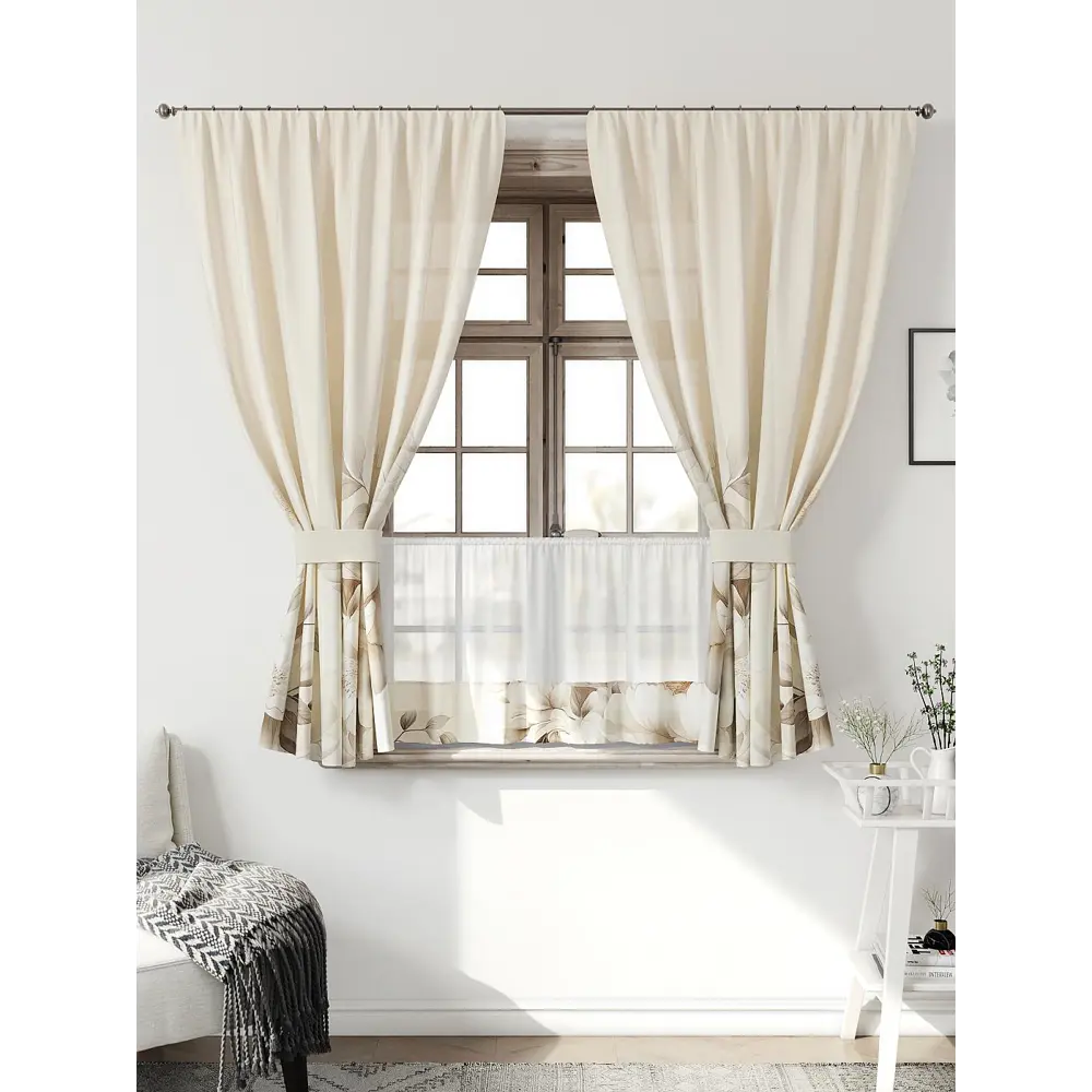 Фото Комплект штор Comfy way Иномик - 80 CW705080-160 на шторной ленте 160x150 см цвет бежевый Фото Комплект штор Comfy way Иномик - 80 CW705080-160 на шторной ленте 160x150 см цвет бежевый