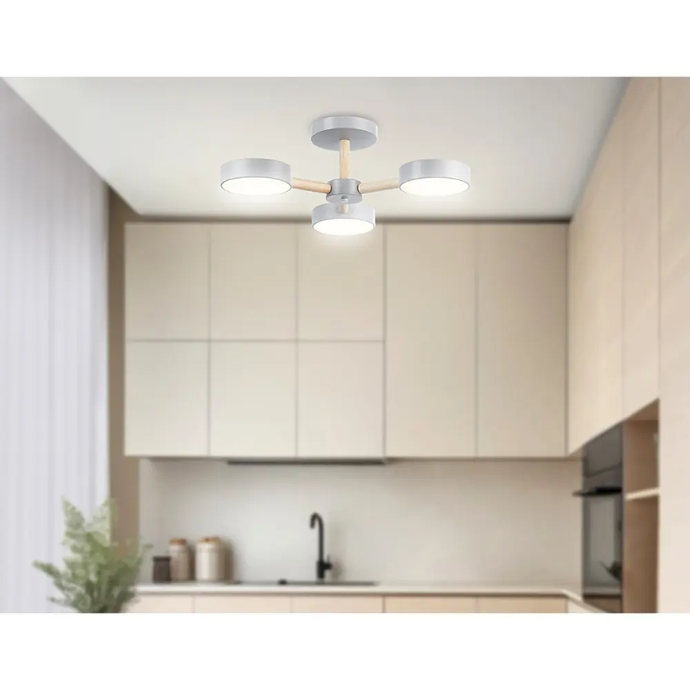 Фото 13 Люстра на штанге светодиодная Ambrella light Fl4822 с пультом управления 14 м² нейтральный белый свет цвет серый/серебристый