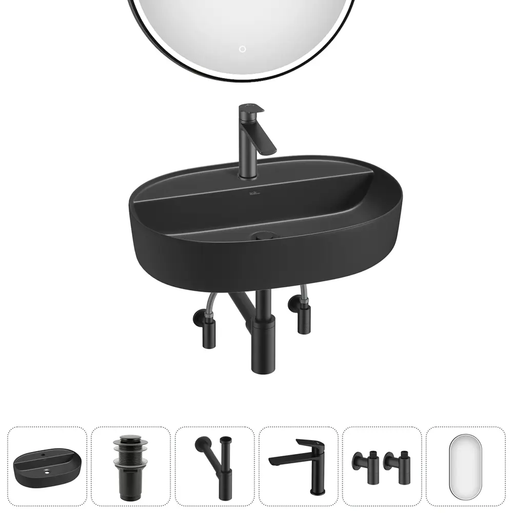 Фото Раковина накладная Wellsee Chic Riviera 60см комплект 6 в 1 20217732R Фото Раковина накладная Wellsee Chic Riviera 60см комплект 6 в 1 20217732R