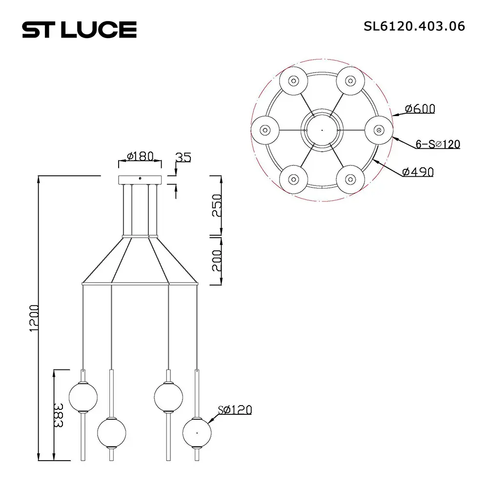 Фото 7 Люстра подвесная светодиодная St luce Peek Sl6120.403.06 18 м² теплый белый (желтый) свет цвет черный Фото 7 Люстра подвесная светодиодная St luce Peek Sl6120.403.06 18 м² теплый белый (желтый) свет цвет черный
