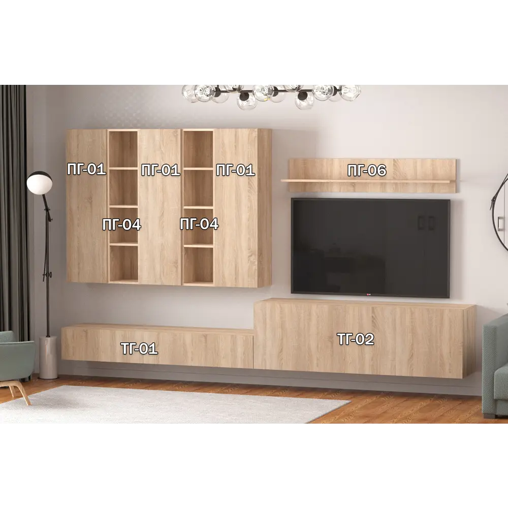 Фото 3 Полка Furnistyle 130x25x20 см ЛДСП цвет дуб сонома Фото 3 Полка Furnistyle 130x25x20 см ЛДСП цвет дуб сонома