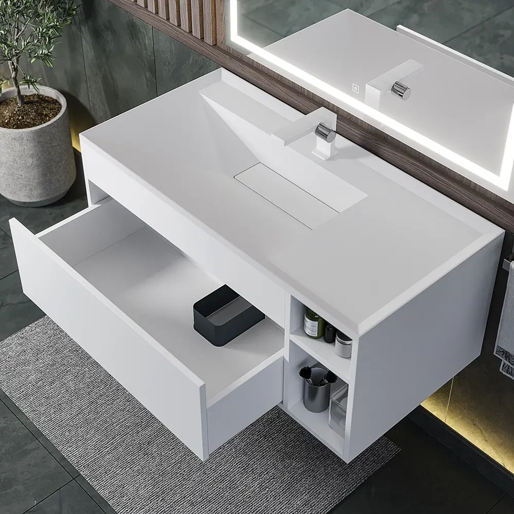 Фото 5 Тумба с раковиной для ванной подвесная Uperwood Lotus Premium 100x50x44 см белая Фото 5 Тумба с раковиной для ванной подвесная Uperwood Lotus Premium 100x50x44 см белая