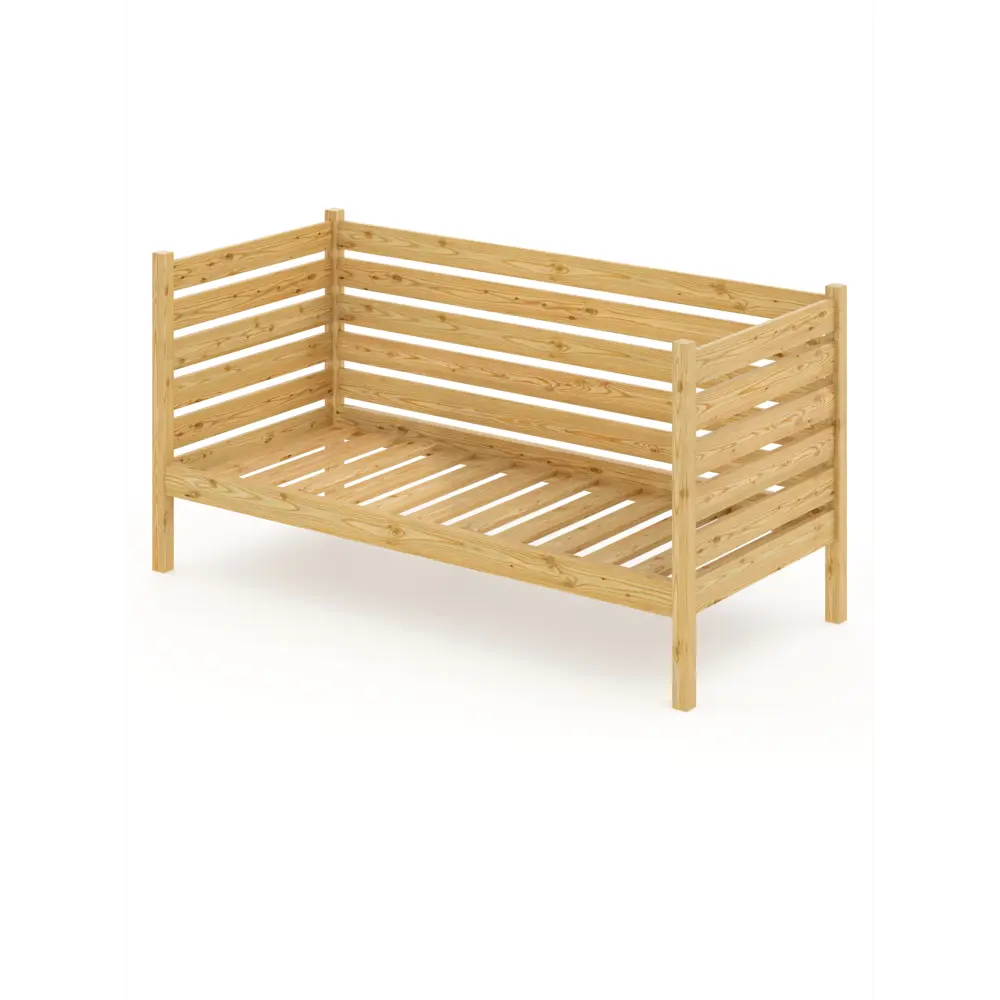 Фото Тахта односпальная Solarius реечное основание и высокие бортики 110x101x180 см сосна без покрытия цвет бежевый